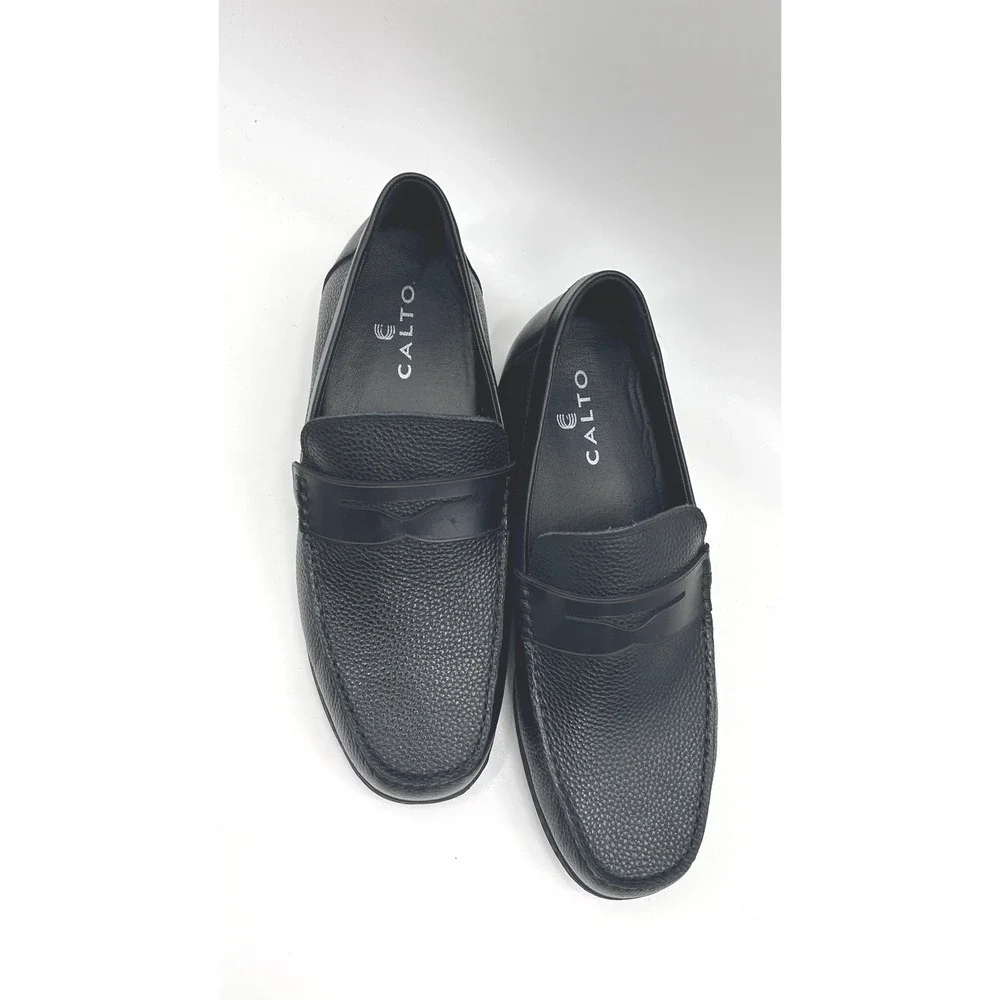 CALTO Black Penny Loafer Elevator Shoes S1090 Size 9 NWOT Genuine Leather